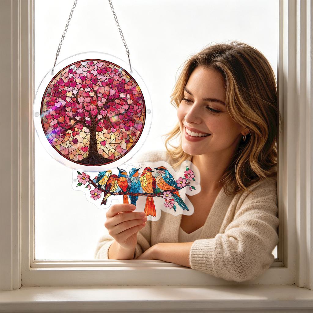 Acrylic Puzzle Window Hanging, Colorful Sunrise Sun Catchers Panel SunCatchers Puzzles Decor For Birthday Women, Men, Wife, Aunt, And Mom