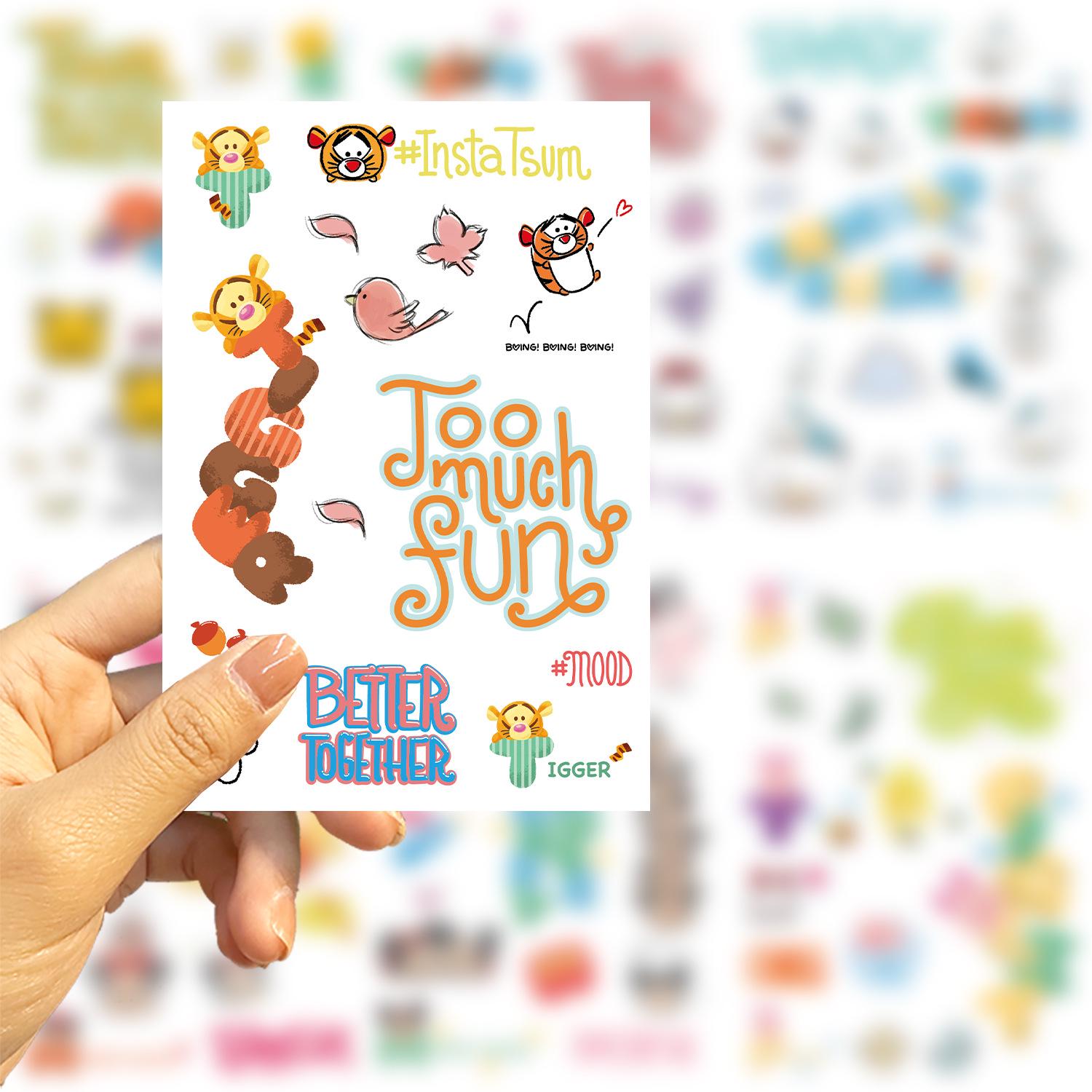 Mickey Mouse Toy Jigsaw Puzzle Stickers: 8-Sheet Waterproof Self-Adhesive Cartoon Scrapbook Decorations WTD093