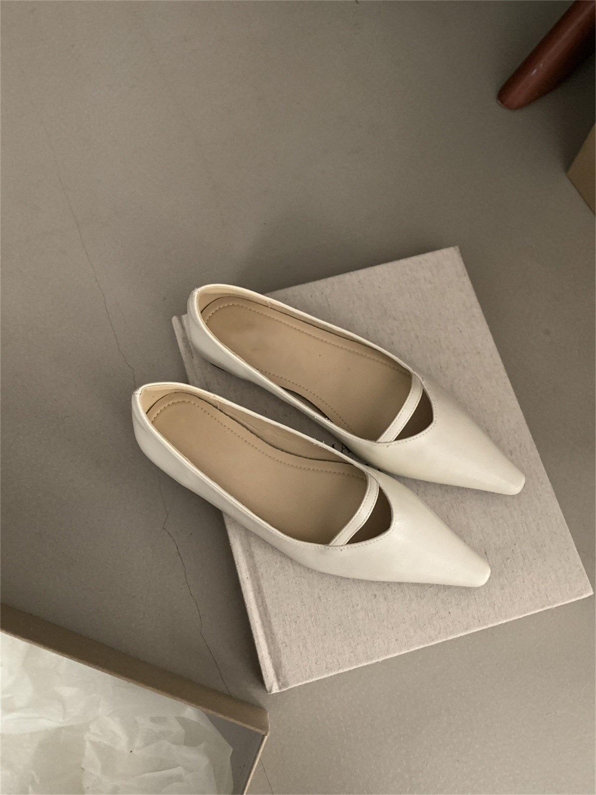 

Temperament неглубокие одинарные туфли женские весна и осень новые французские вечерние туфли-бини для поездок на работу на плоской подошве красные остроносые свадебные туфли 35 бежевый