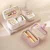 Solid Color Jewelry Storage Box PU Leather Earrings Holder Refined Ring Necklace Case  Girls