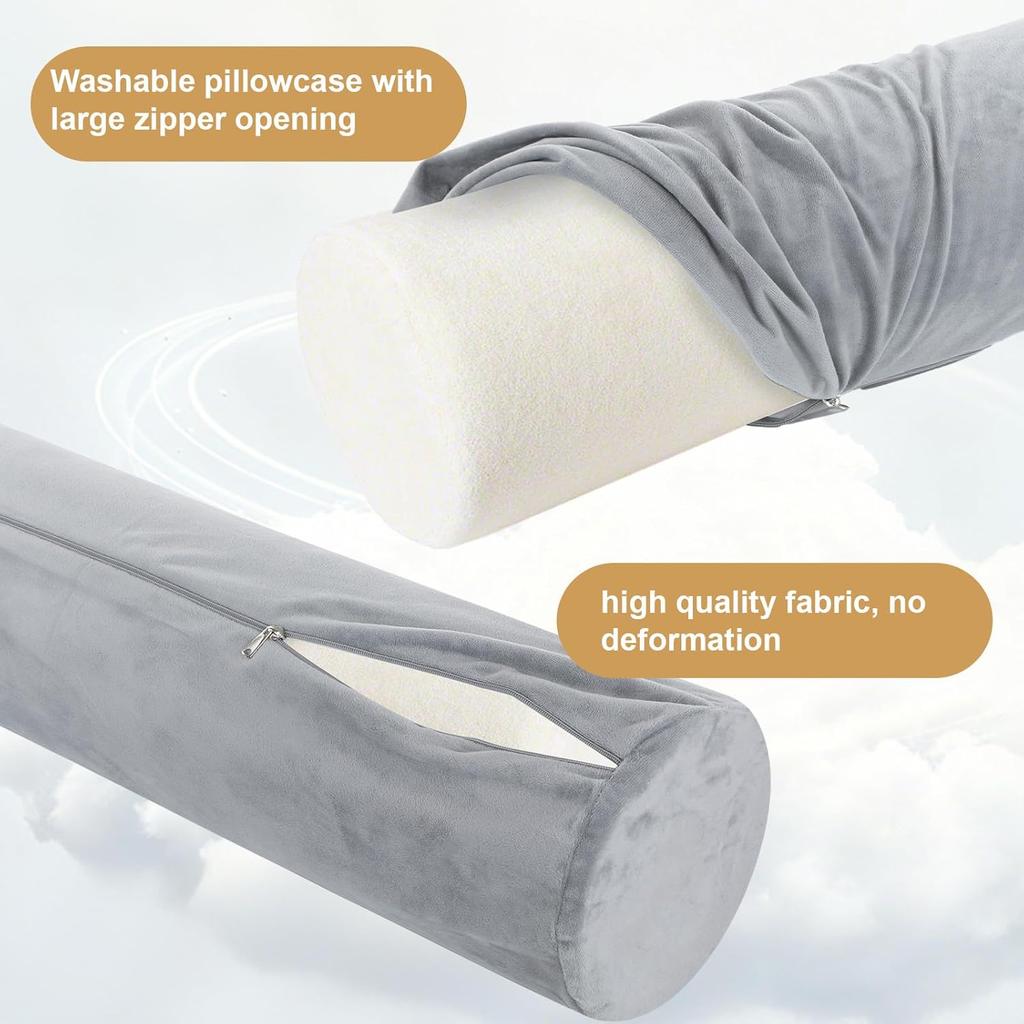 Round Body Pillow Cover, 7.9 X 47Inch/20 X 120cm Round Bolster Roll Body Pillowcase, Full Body Pillowcase with Zipper for Bedroom, Living Room (Only