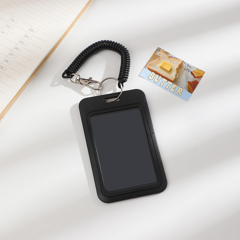 Y2k Black Photocard Holder Keychain Kpop Idol Photo Protector Sleeve Student Id Card Storage Case Student Stationery Supplies