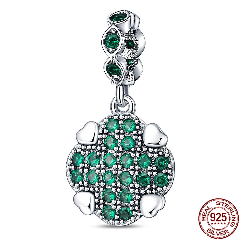 100% 925 Silver Heart Shaped Four Leaf Clover Ladybug Charms Fit Original 925 Women Bracelet DIY Jewelry Making Gift