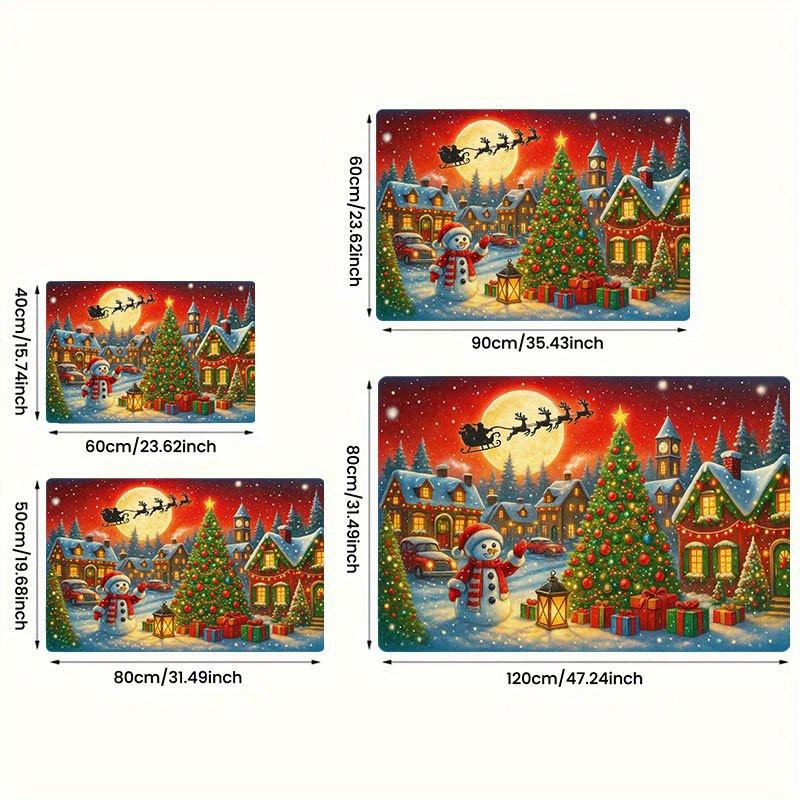 1Pcs Anti Fatigue Kitchen Rugs Christmas Snowman Waterproof Non-Slip Thick Cushioned Kitchen Mat Heavy Duty Comfort Standing Mat for Kitchen