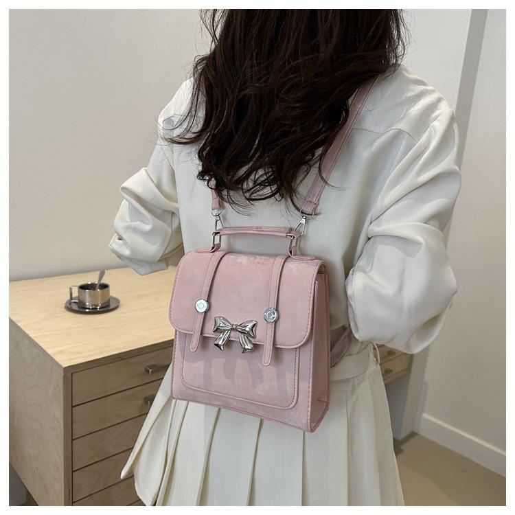 Butterfly Knot Faux Leather Mini Backpack for Women Trendy Small Shoulder Crossbody Purse CLE