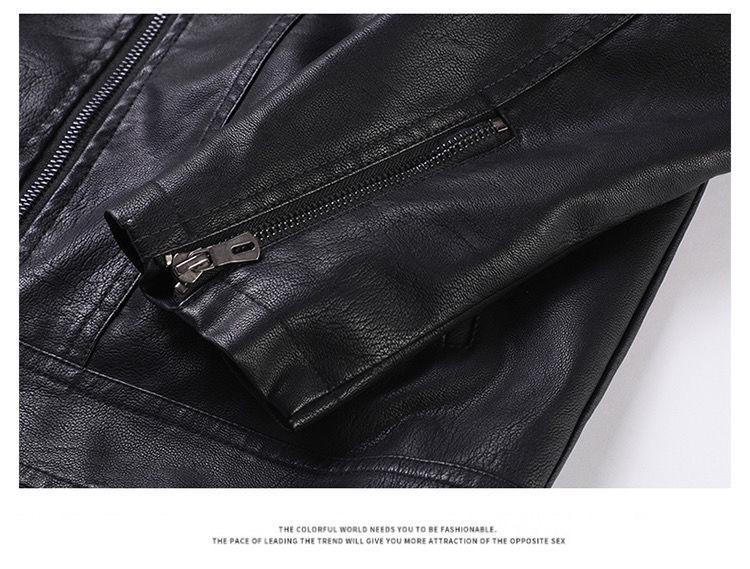 Men’s Slim Fit Leather Jacket with Velvet Lining - Casual Plus Size Lapel Outerwear for Autumn and Winter