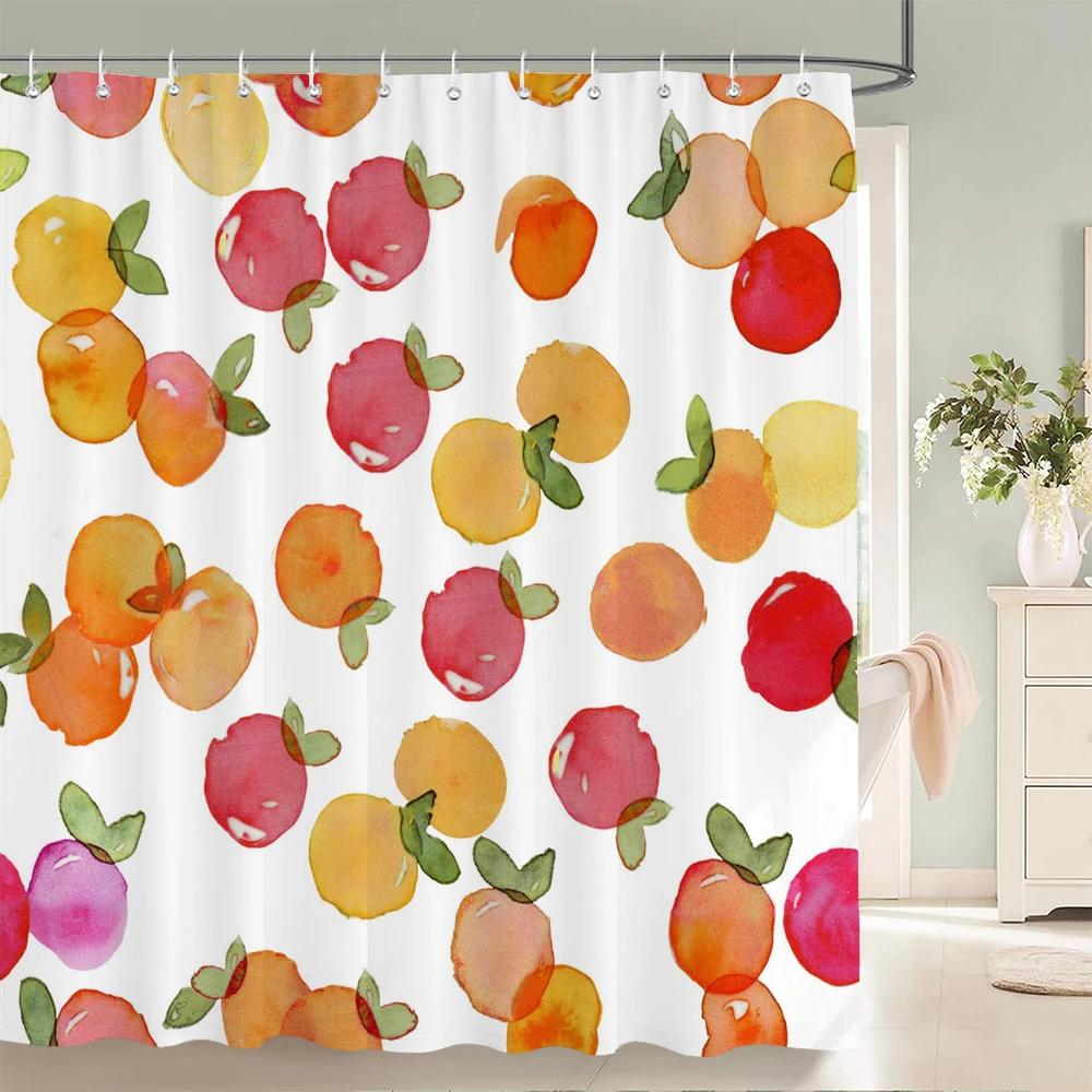 Modern Fresh Fruit lemon Bath Curtain Waterproof Fabric Shower Curtain With 12 Hooks Bathtub Screen for Bathroom Home Decorate