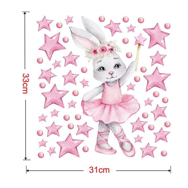 Watercolor Cartoon Bunny Wall Stickers Baby Nursery Wall Decals for Kids Room Living Room Bedroom Home Decor Rabbit Stickers PVC