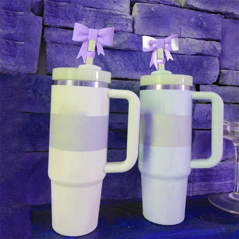 Bowknot Straw Covers Cap for Cup 30&40 Oz Tumbler Cups Reusable Silicone Accessories Straw Tips Lids Protector for 10mm Cups