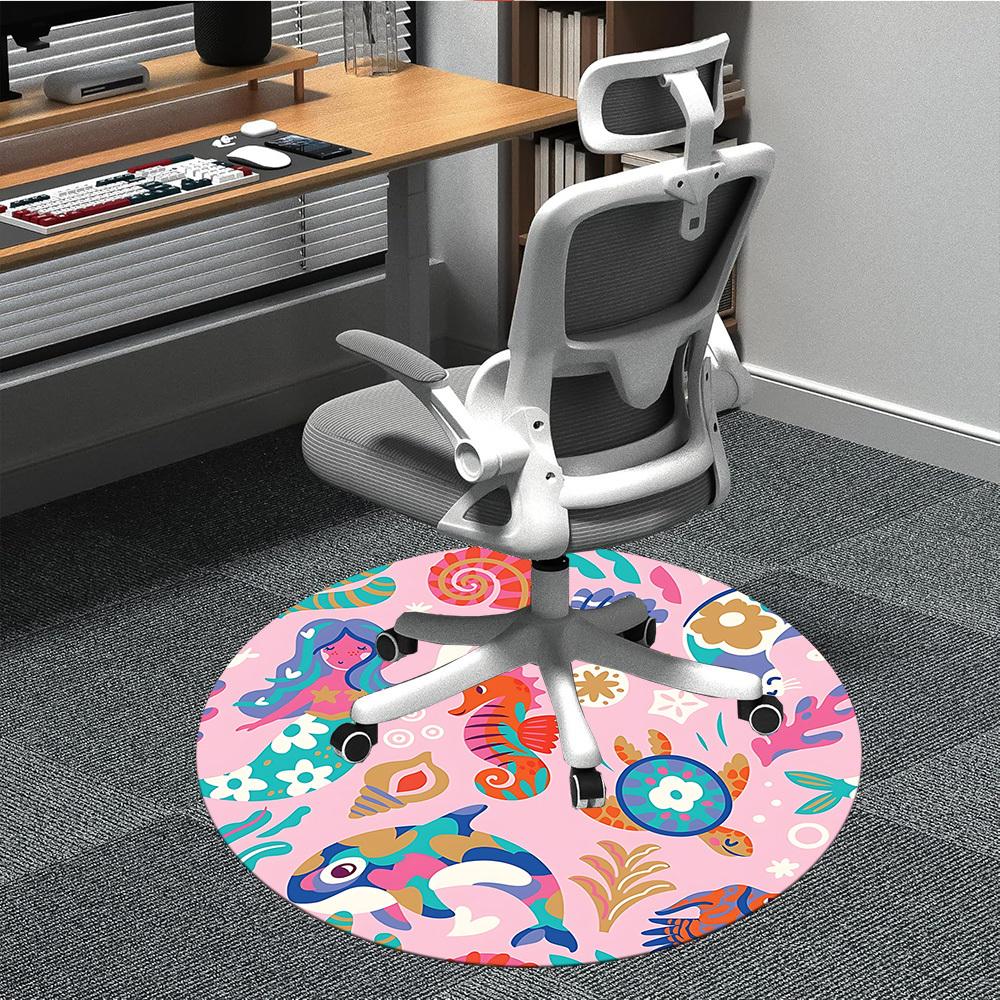 

1pc Oceanic Marine Office Round Rug, Non-slip, Soft and Durable Office Rug for Interior Decoration, Perfect for Office, Beautiful Decoration yy2603230 80cm by 80cm