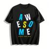 Letter Print Awesome Authentic Casual Wear Trendy Loose Tee Pure Cotton T-shirt