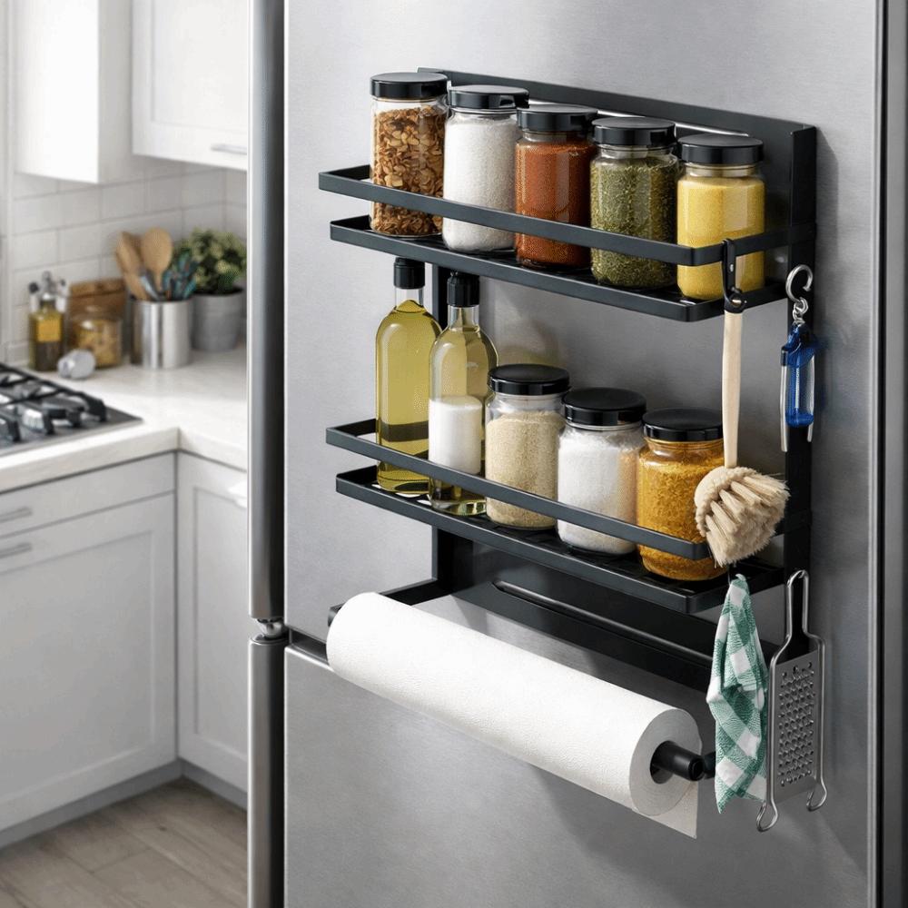 Large Capacity Refrigerator Magnetic Shelf Wall Mounted Seasoning Storage Organizer  for Kitchen