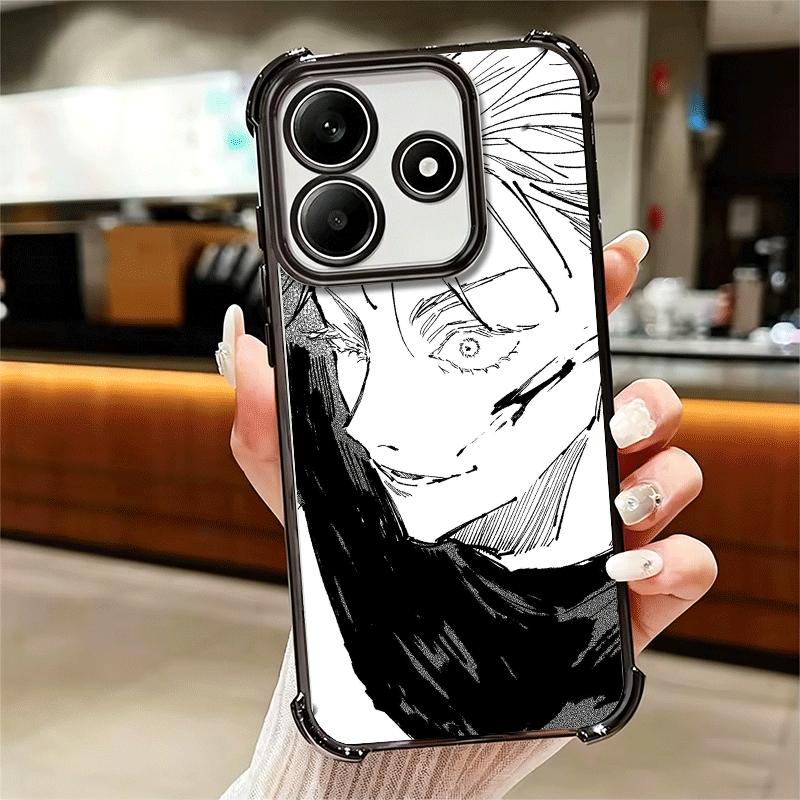 Cool Black JUJUSU Anime Soft Phone Case For Xiaomi Redmi Note 14 15 Pro Plus 13 12 11S 11T 5G 10 9S 9 Plating Anti-Fall Fundas