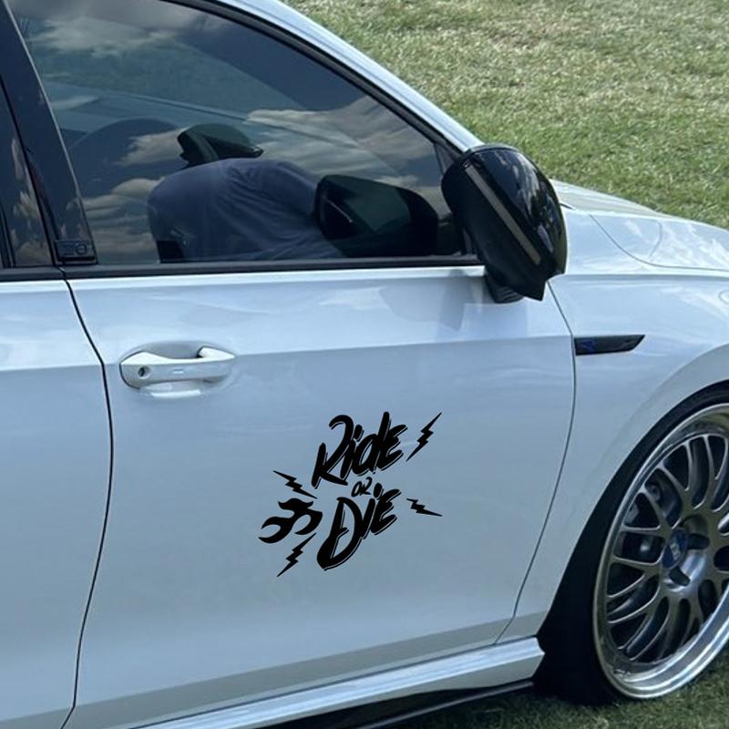 1PC Ride or Die Car Stickers Waterproof for Bumper Door Trunk Windows Rear Windshield Sunscreen Durable Auto Body Vinyl Decals