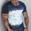 Men's 3D Printed T-shirt Round Neck Short Sleeved Artistic Lacquer Printed Short Sleeved Shirt