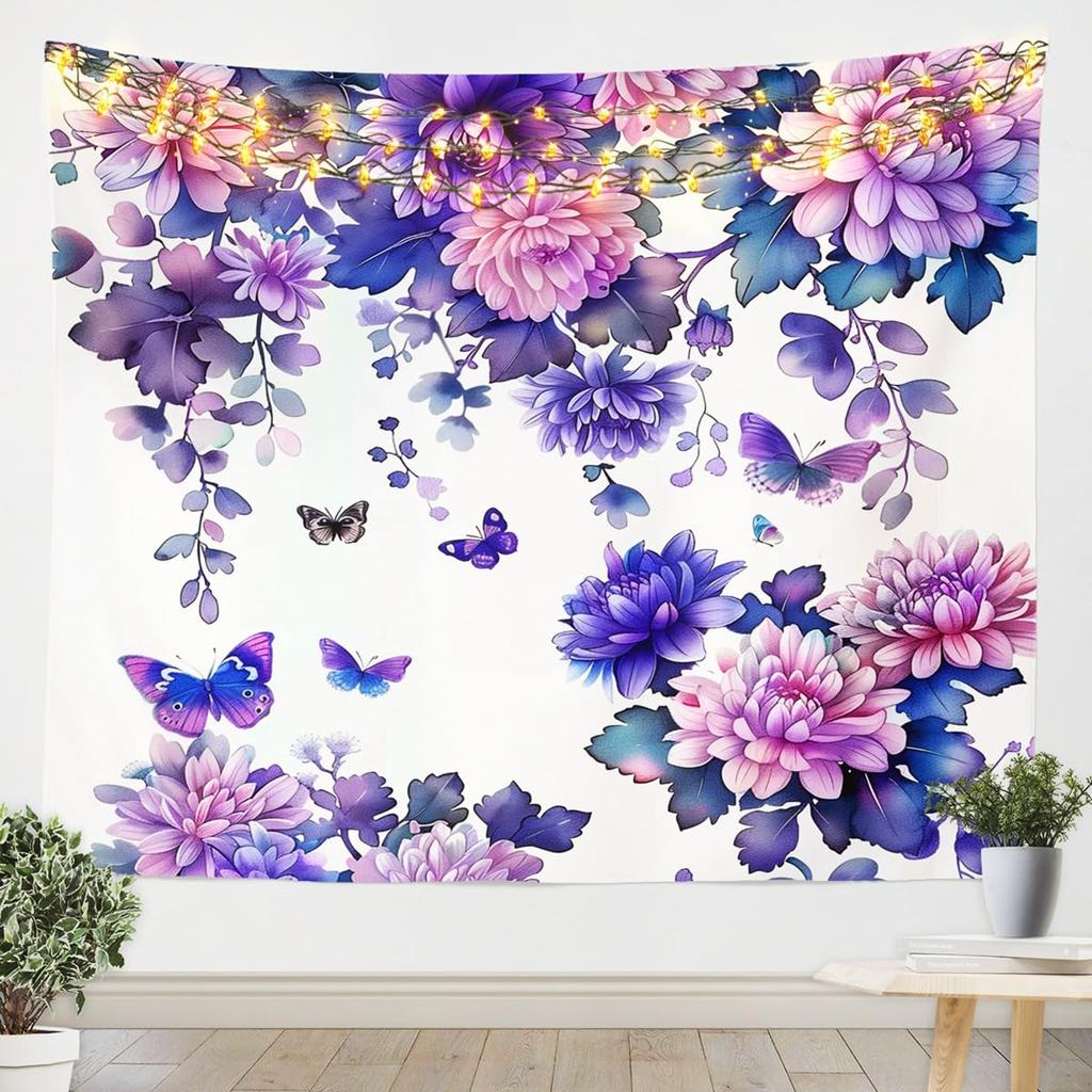 Vintage Japanese Tapestry, Red Sun and Water Reflection Print Wall Hanging with Cherry Blossom for Dorm and Living Room Decor