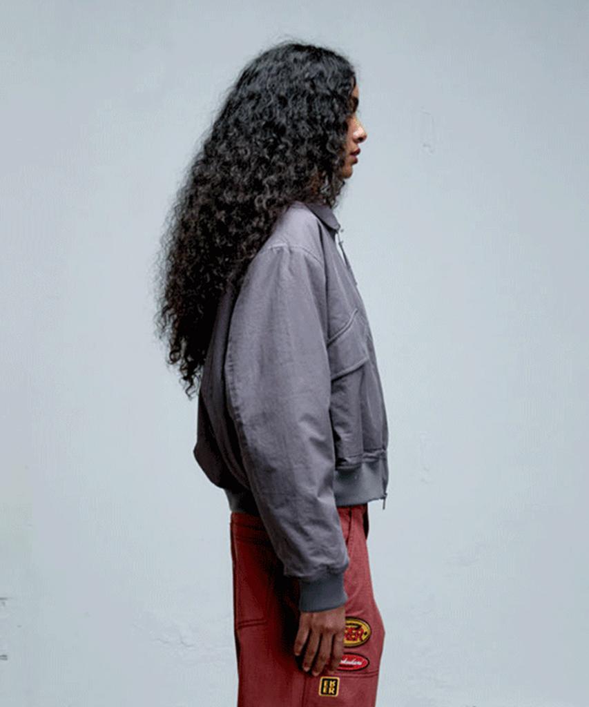 Erer Washed Bomber Jacket Purple