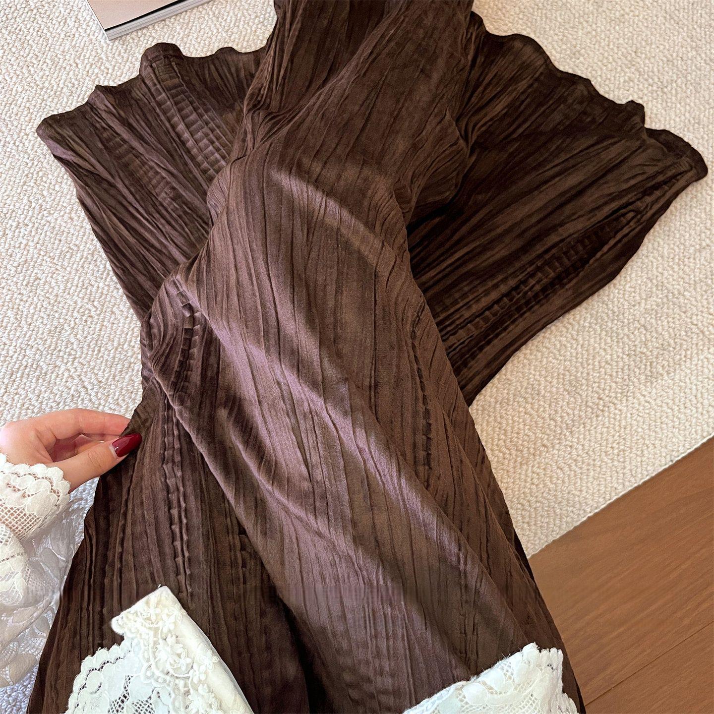 

Текстурированная облегающая кофейная юбка-миди с высокой талией - Новинка Весна 2026 Американская мода для женщин L кофейный