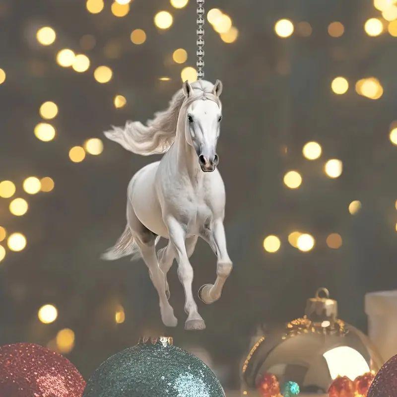 2025 neue Acryl flache 2D weißes Pferd Auto Anhänger Anhänger Rucksack Anhänger Schlüsselanhänger Anhänger