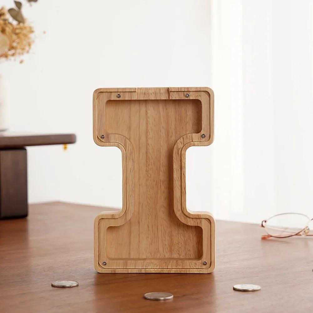 Wooden 26-letter English Letter Piggy Bank In Stock Children's Small Toy Storage Box Transparent Acrylic Piggy Bank Home Decor