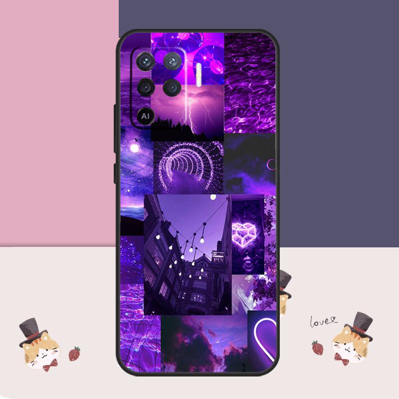 Étui Esthétique Violet Pour Oppo A38 A58 A78 A98 A54 A74 A94 A18 A57 A17 A77 A80 A60 A40 A96 A76 A16 A15 A5 Pro