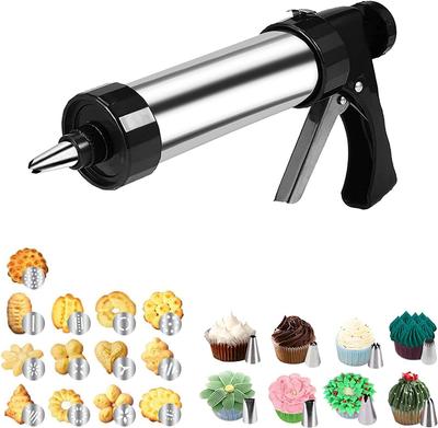 Cookie Press Kit Biscuits Maker Gun Sets With 13 Cookie Press Molds & 8 Pastry Piping Nozzles Cake Decorator Sets