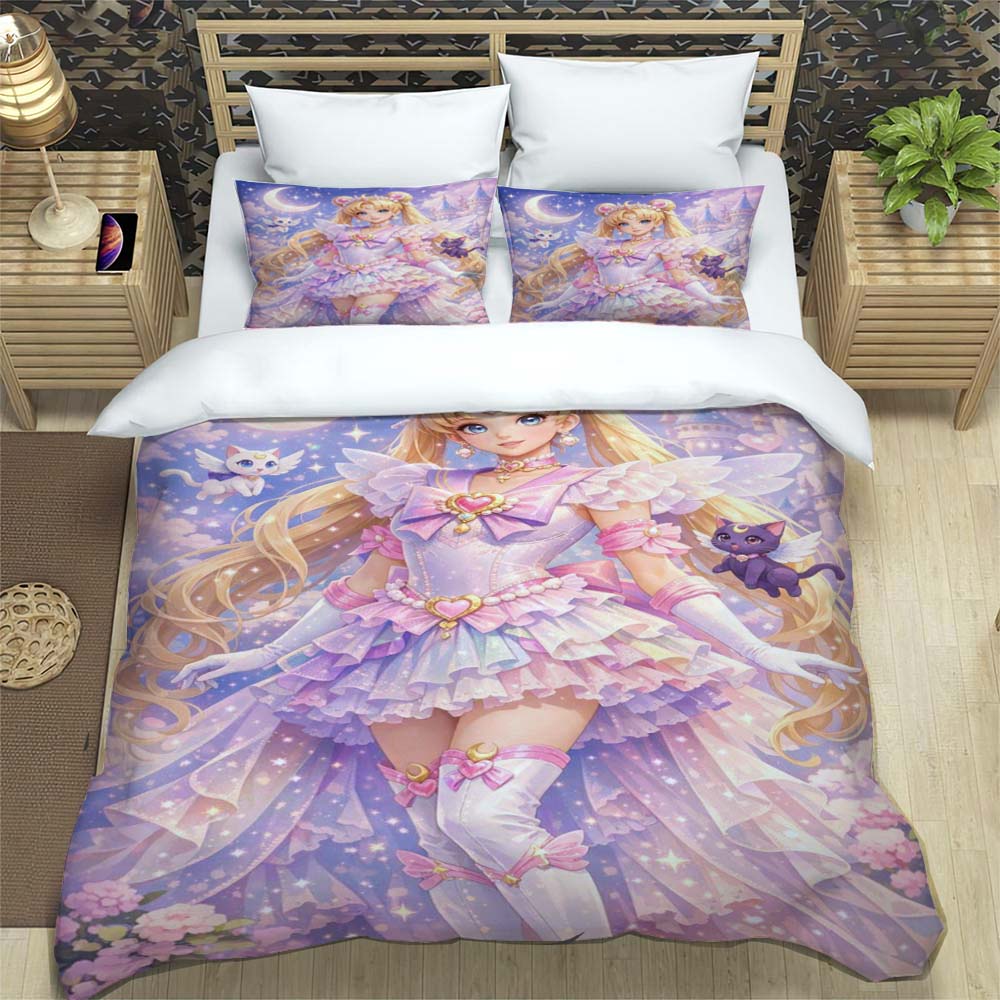 Neue Kawaii Sailor Moon Weiche und Bequeme Bettbezug, Kinderbettwäsche Set Geschenk, Extragroß, Mehrere Größen Verfügbar.