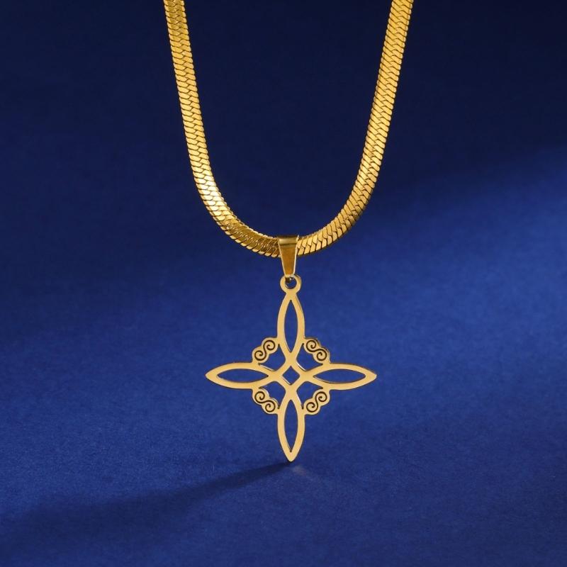 Witch Knot Snake Chain Necklace For Women Witchcraft Stainless Steel Choker Necklaces Vintage Amulet Jewelry Gift