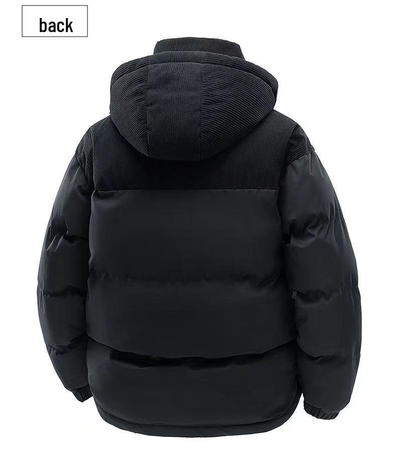 Men's 2025 Winter Cotton Jacket: Thick, Warm, Detachable Hood, Trendy Cold-Protection Outerwear