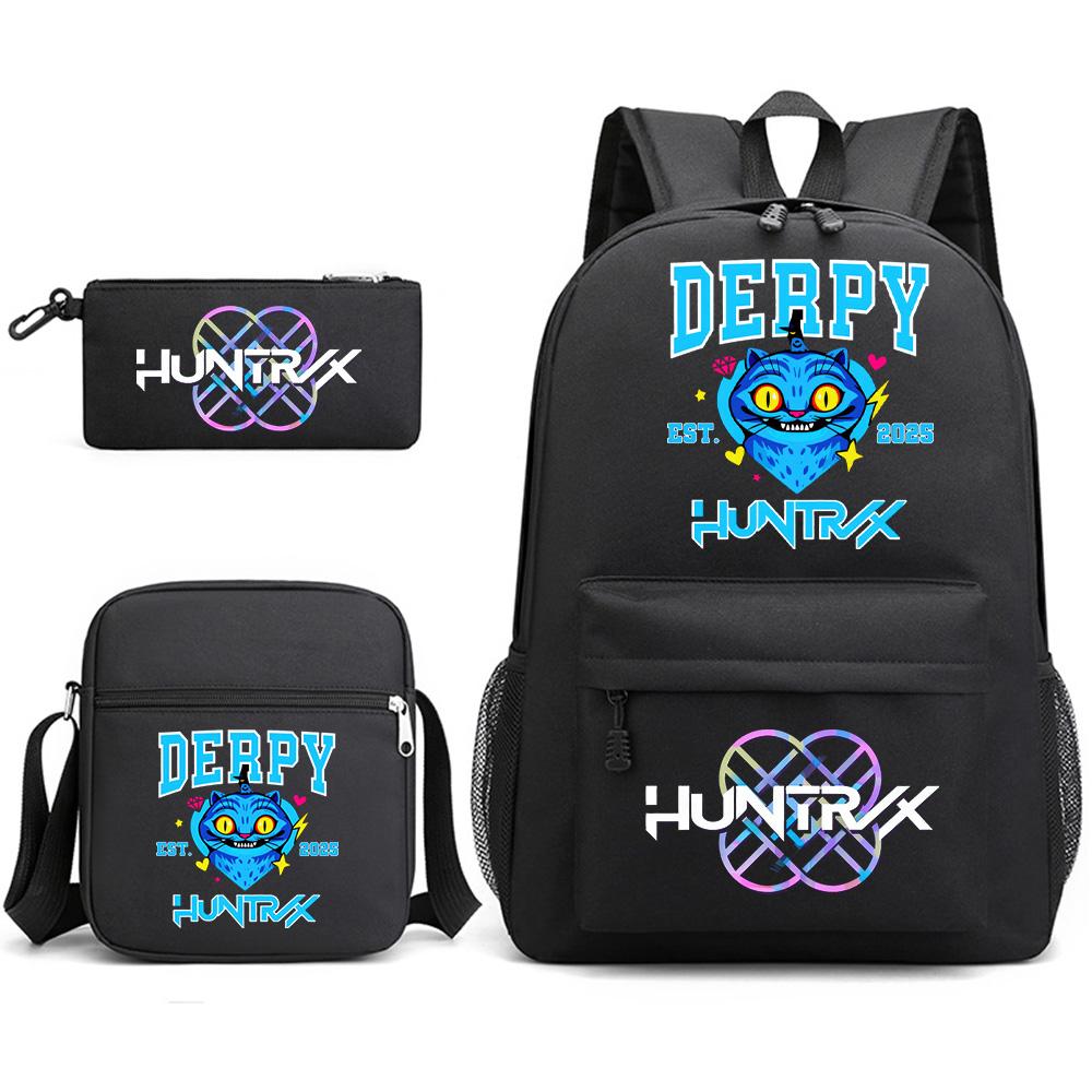 3Pcs/set Anime Printed Backpack with Shoulder Bag Pencil Case for Teenager Student Boy Girl School Bag Large Capacity Waterproof Bookbag Kid Gift