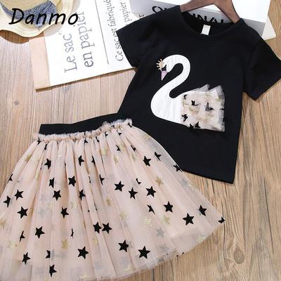 Danmo Toddler Girls Clothing Sets Summer Girls Clothes T-shirt+Skirt Kids Outfit Children Clothes