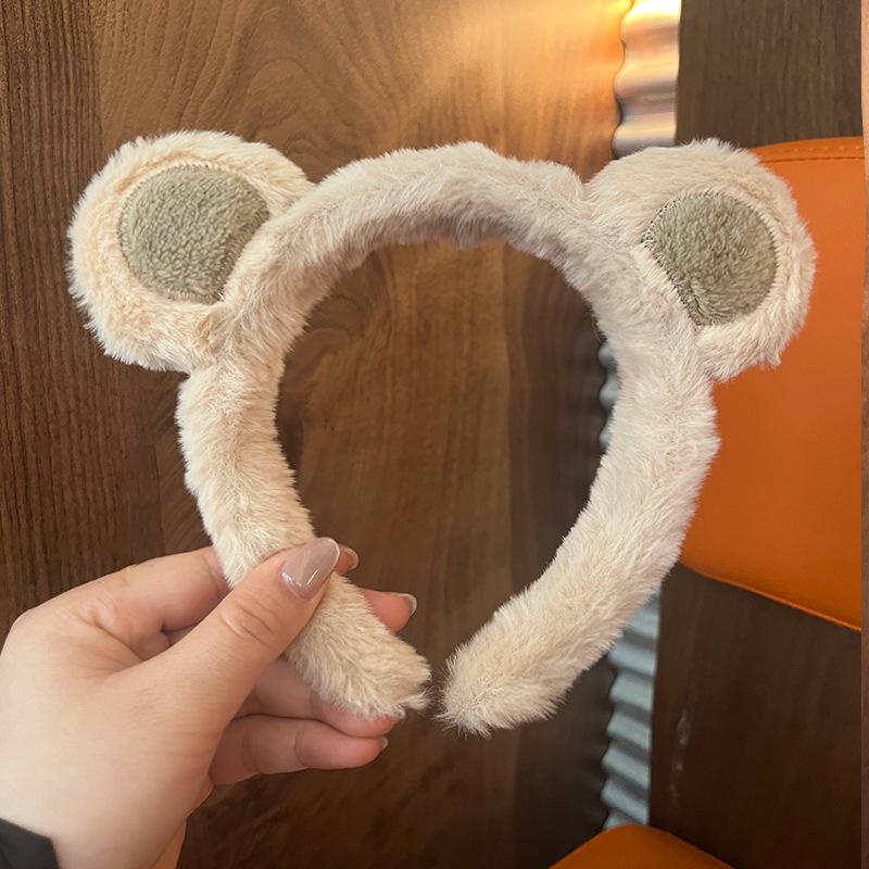 Niedliches Bären-Plüsch-Stirnband für die Gesichtsreinigung bei Frauen - Haarspangen-Accessoire