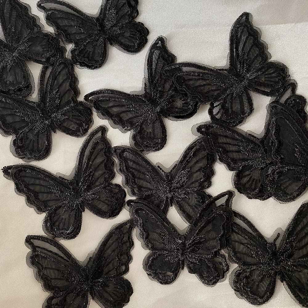 Butterfly Lace Embroidery Patch Black Butterfly Applique Clothing Decoration Applique  Sewing Craft