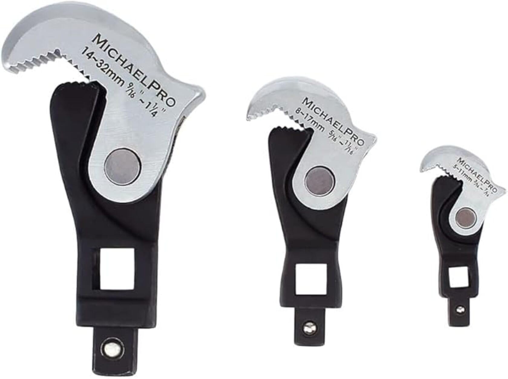 

MichaelPro Automatic Size Adjusting Crowfoot Wrench Set Spring Rapid Wrench MP001205 3-Piece Spring-Loaded 5-32mm 3/16 -1 1/4 Self-Adjusting
