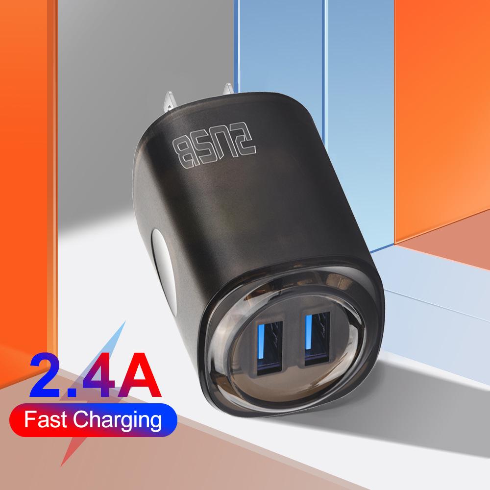 Dual USB Mobile Charger 2.4A 2-Port US/EU Standard Travel Adapter