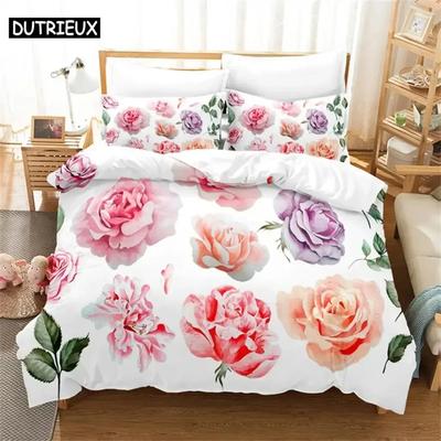 Rosa Rose Paar Bettwäscheset Für Schlafzimmer Weiche Moderne Tagesdecken Bequeme Kinder Bettbezug Steppdeckenbezug Und Kissenbezug