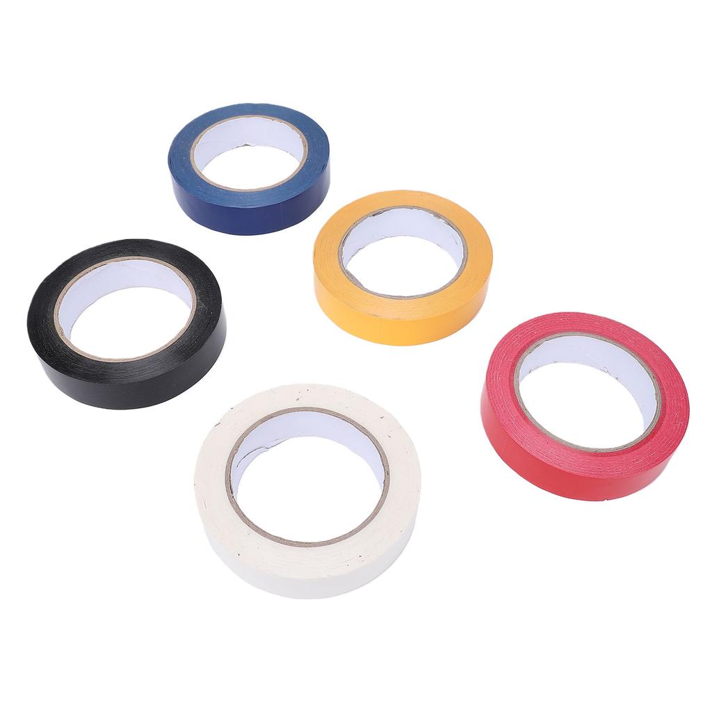 5pcs Floor Marking Tapes Yellow Red Blue Black White 1 Inch Width Vinyl Floor Tapes for Outdoor Sports Field Social
