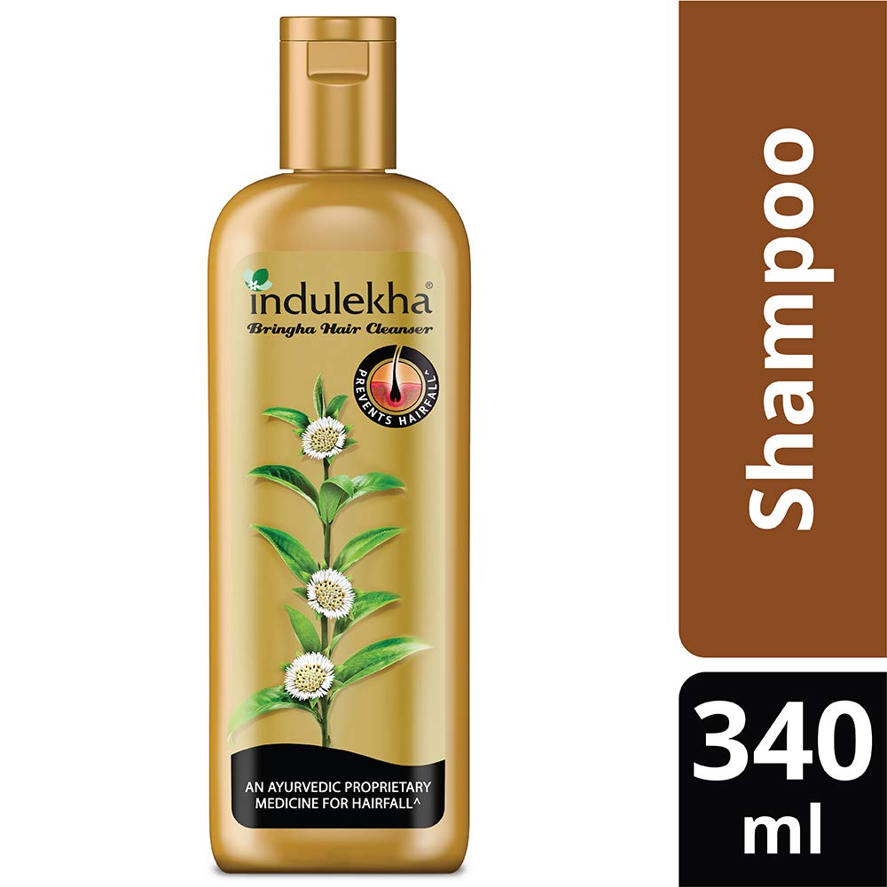 Shampoo Indulekha Bringha, Medicina Ayurvedica Proprietaria Per la Caduta dei Capelli, 340ml e Shampoo Bringha, Medicina Ayurvedica Proprietaria Per la Caduta dei Capelli, 10