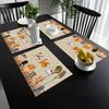 4pc S Cute Cat Theme Placemat Set - Cute Pet Cat Paw Print Design, Durable Washable Polyester Material