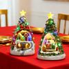 Christmas Tree Village Lighted Figurine with Spinning Santa Train Plays 8 Holiday Carols Hand-Painted Winter Scene Decor Gift for Friends