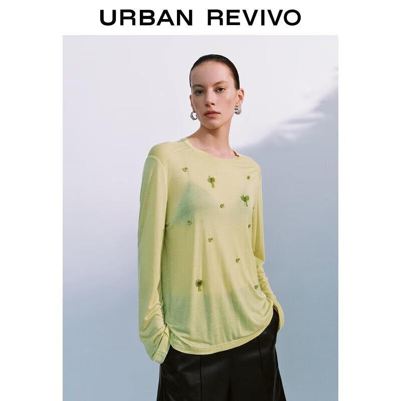 

UR 2025 Autumn Women s 3D Flower Sequin Long Sleeve T-Shirt L