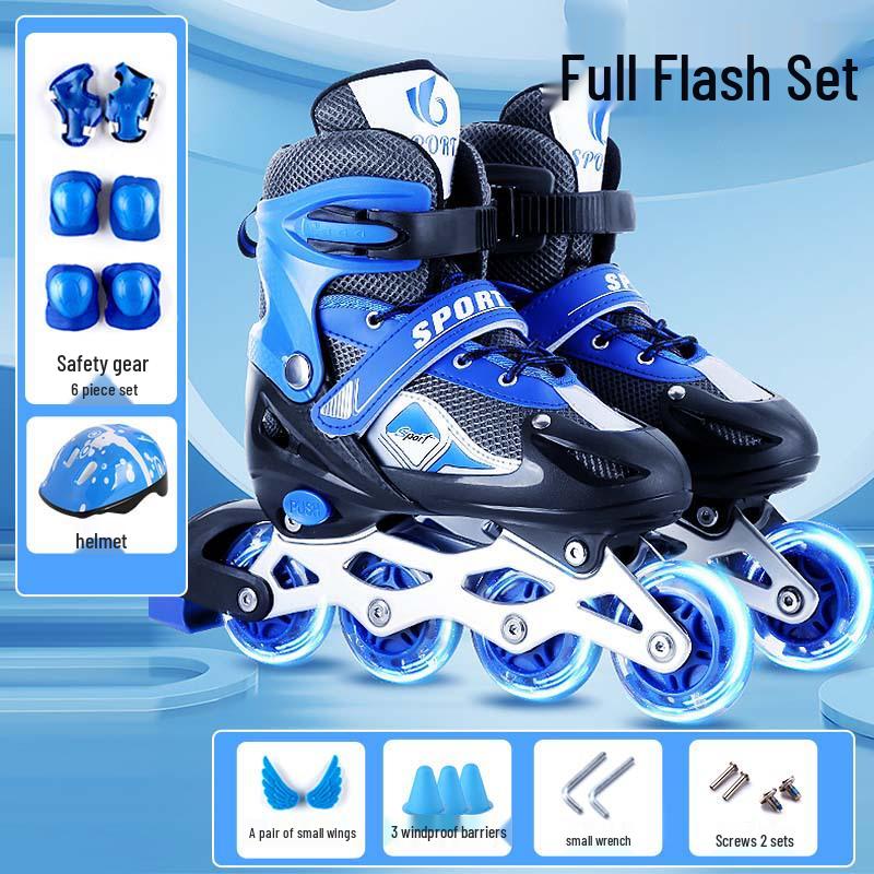 

Регулируемый набор мигающих роликовых и ледовых коньков для детей - Роликовые коньки для мальчиков и девочек L (suitable for sizes 37-41, adjustable)