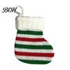 Winter Seasonal Home Decor Mini Knitted Christmas Stocking Ornaments, Knit Xmas Tree Hanging Decor, Small Fireplace Decorations Pendants for