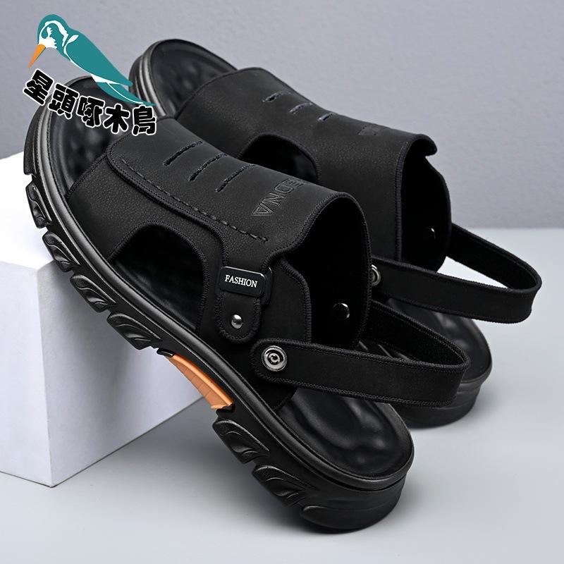 Factory direct sales sandals men's non-slip, deodorant and wear-resistant driving cool slippers two wear medium sandals