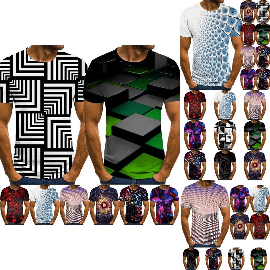 Herren T-Shirts mit 3D-Vortex-Psychedelic-Print, weich, atmungsaktiv, Kurzarm
