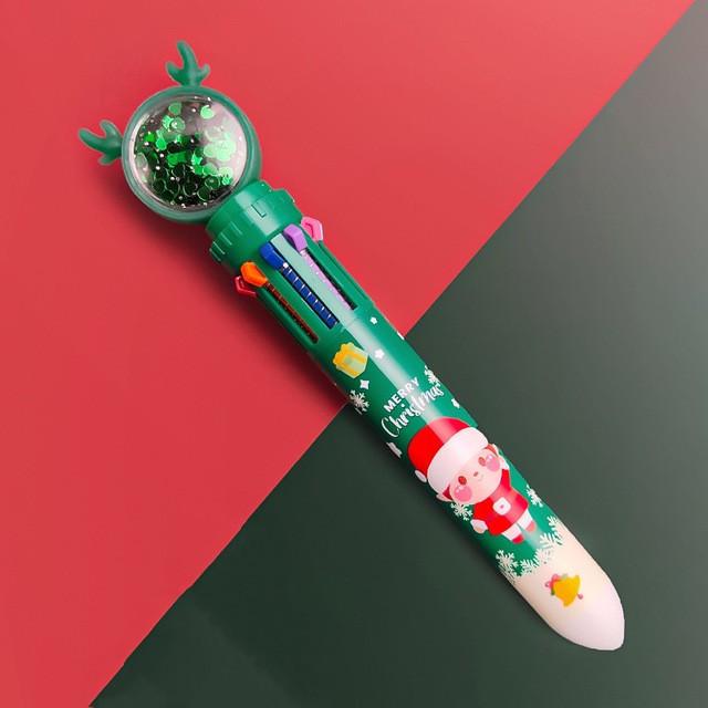 Christmas Cute Multicolor 10-in-1 Cartoon Ballpoint Pen – Student's Creative Multifunctional Oil Pen