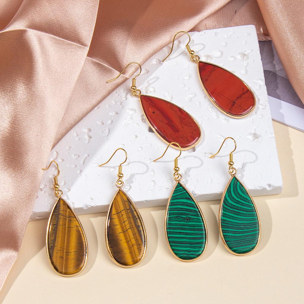 Natural Stone Earrings, Light Luxury High-end Earrings, Blue Pine, Green Eyed Stone Earrings, Accessories