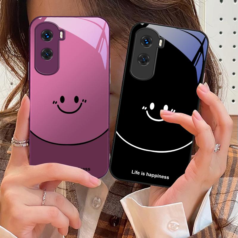 Life is about being happy For Honor 30 50 50SE 70 Pro 90 200 200Pro Magic 4 5 7 Lite X9c Smart X50i Plus X9 X30 Glass Phone Case