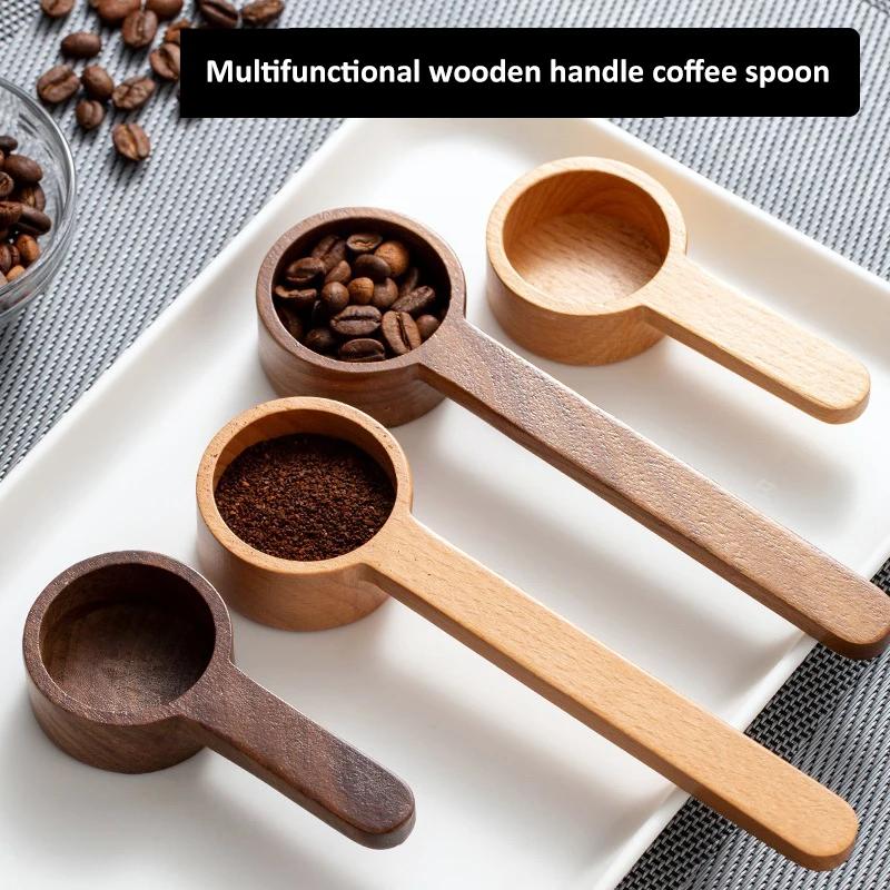 1PC Short/Long Measuring Wood Spoon Coffee Bean Kitchen Spice Cooking Spoon Sugar Coffee Scoop Salt Seasoning Honey Teaspoons
