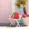 Whaline Strawberry Wooden Hanging Welcome Door Sign Summer Fruit Theme Wall Plague Seasonal Front Door Hook Sign Decoration Housewarming Gift Indoor